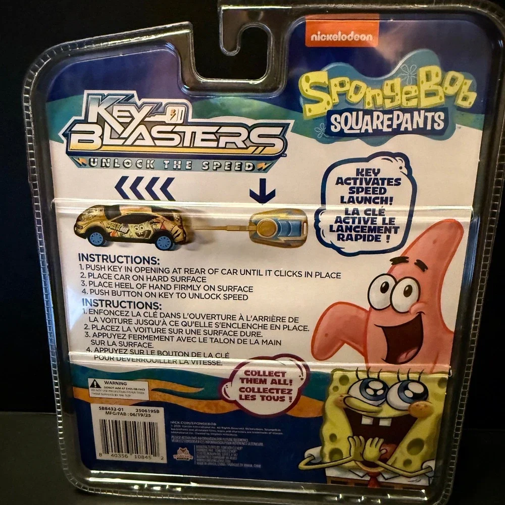 3 SETS Nickelodeon Key Blasters SpongeBob SquarePants Toy Cars Kids NEW